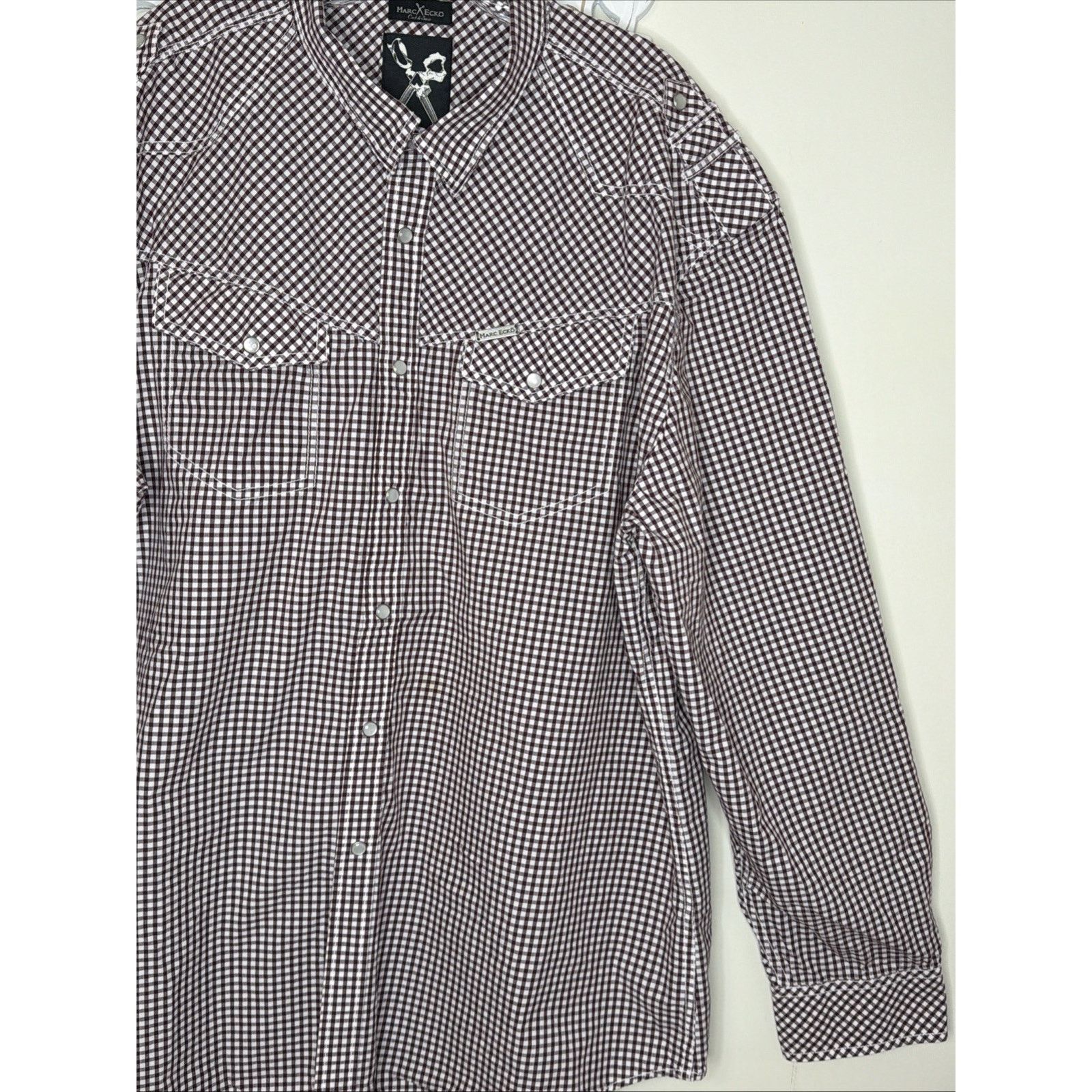 Marc Ecko Marc Ecko Gingham Shirt Men's 3XL Snap Front Long Sleeve Size US XXL / EU 58 / 5 - 5 Thumbnail