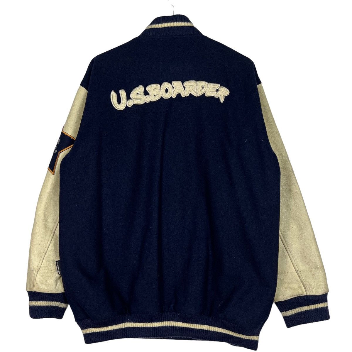 Japanese Brand 🔥 VINTAGE US BOARDER VARSITY BOMBER JACKET Size US L / EU 52-54 / 3 - 8 Thumbnail