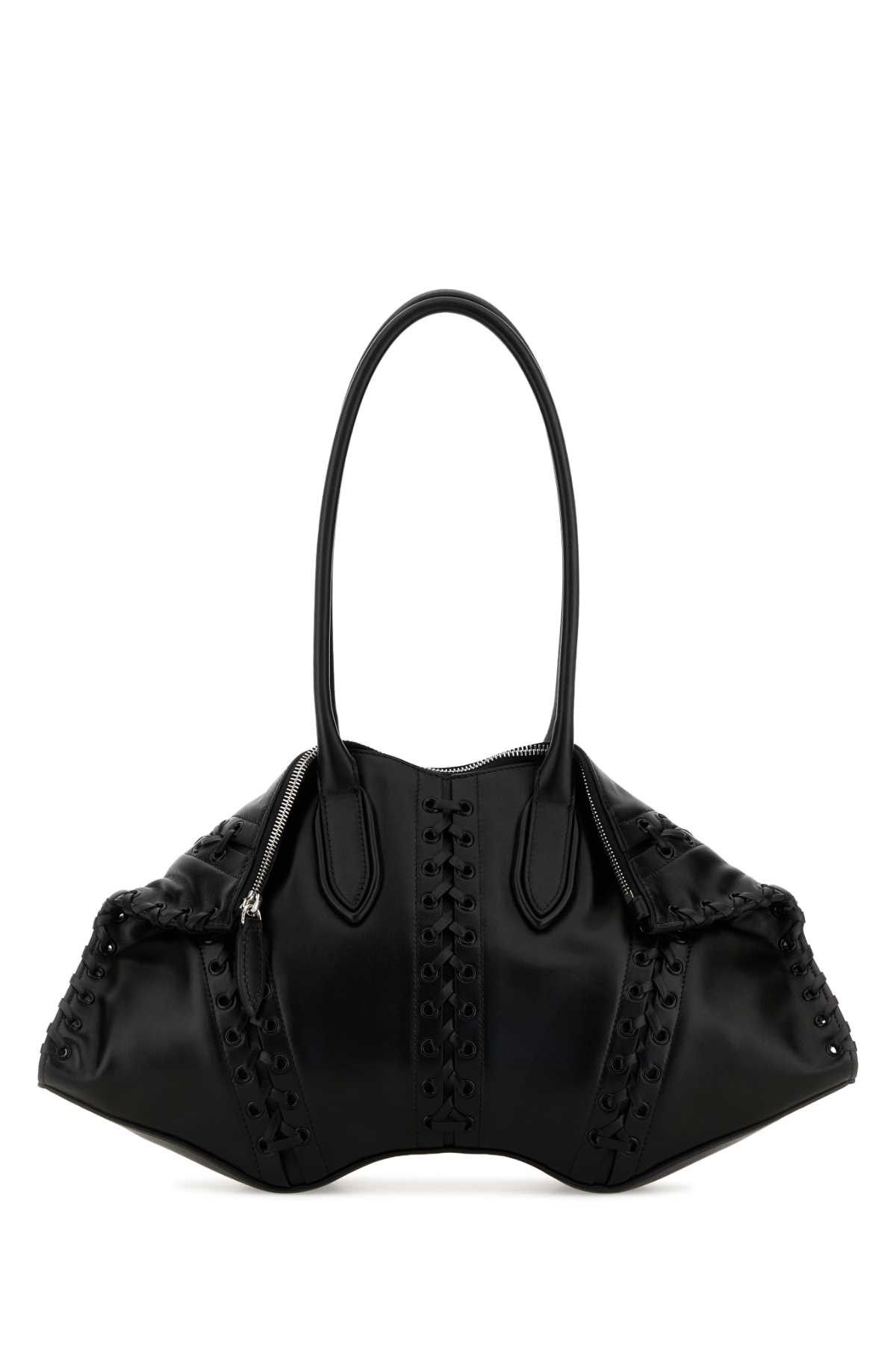 Alexander McQueen Black Leather Manta Shoulder Bag Size ONE SIZE - 1 Thumbnail