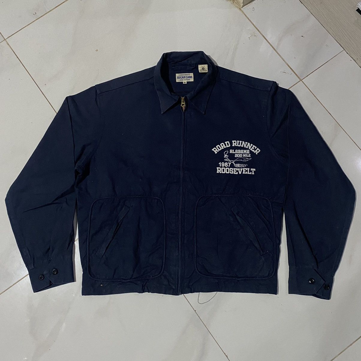 image of Sugar Cane Road Runner Cotton Workjacket in Navy, Men's (Size Medium)