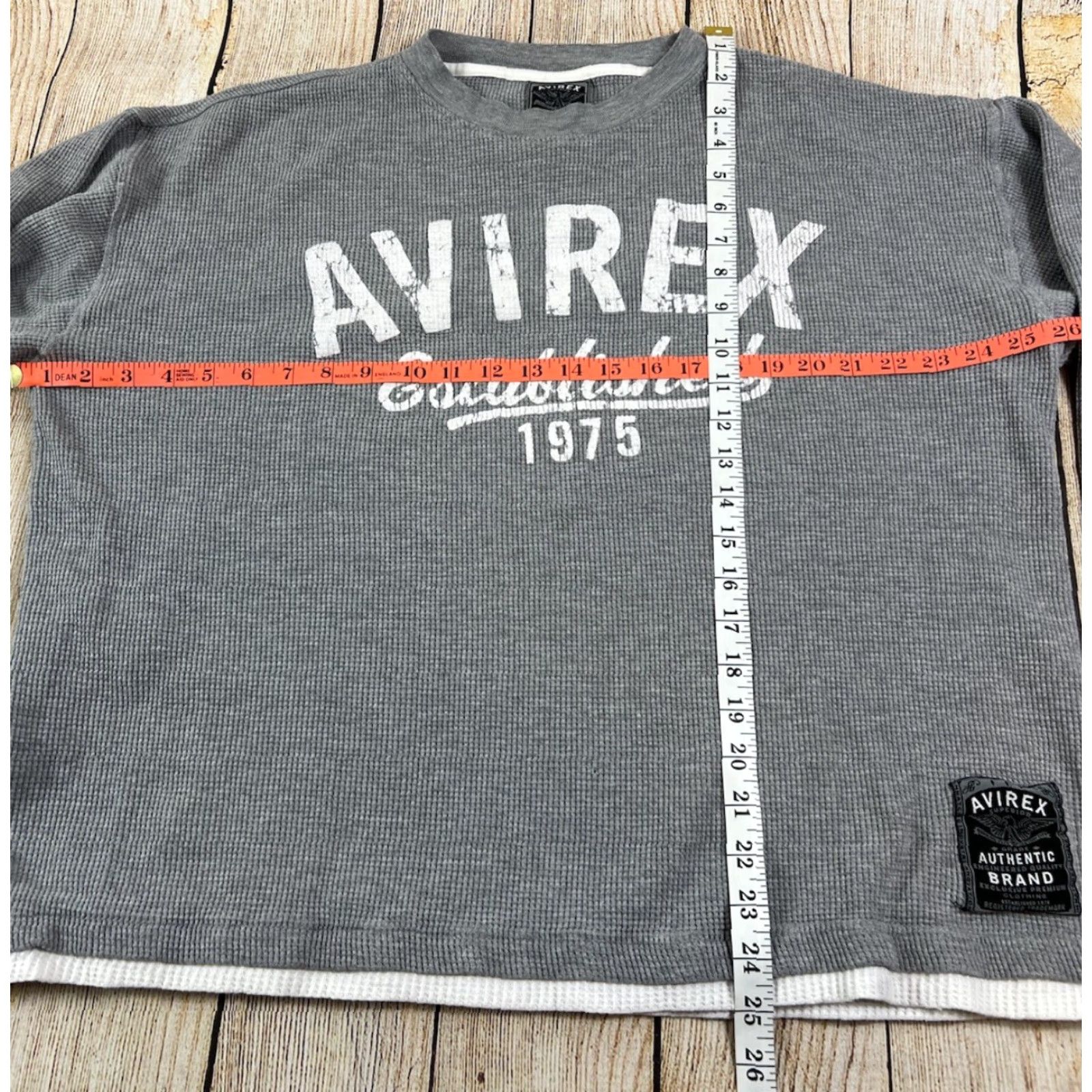 Avirex VINTAGE Avirex Mens Long Sleeve Shirt Thermal Waffle Knit Gray White Size M Graphic Print Crew Neck Hip Hop Retro 2000s Size US M / EU 48-50 / 2 - 6 Thumbnail