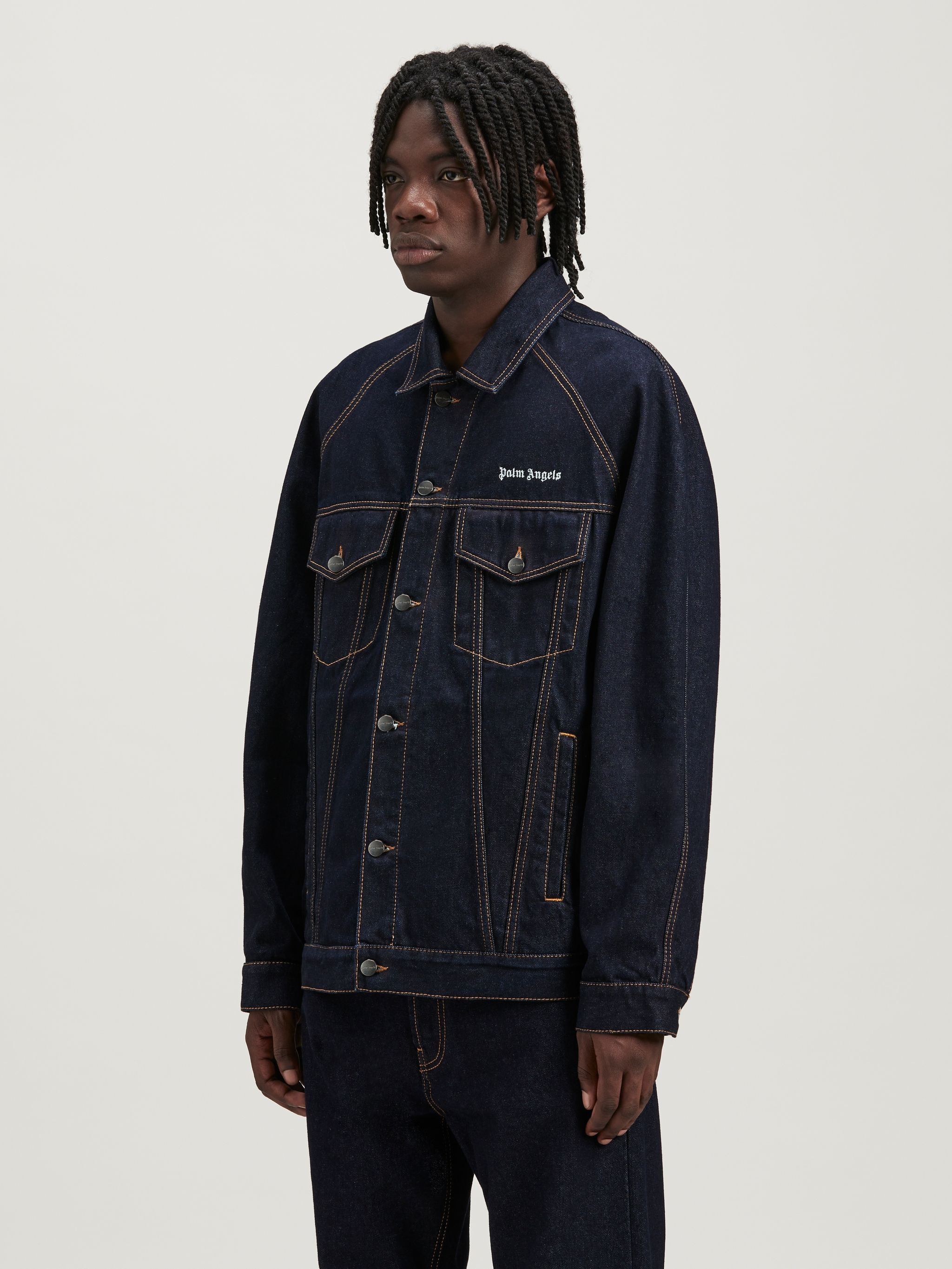 Palm Angels o1y0325 Logo Denim Jacket in Dark Blue Size US S / EU 44-46 / 1 - 4 Thumbnail