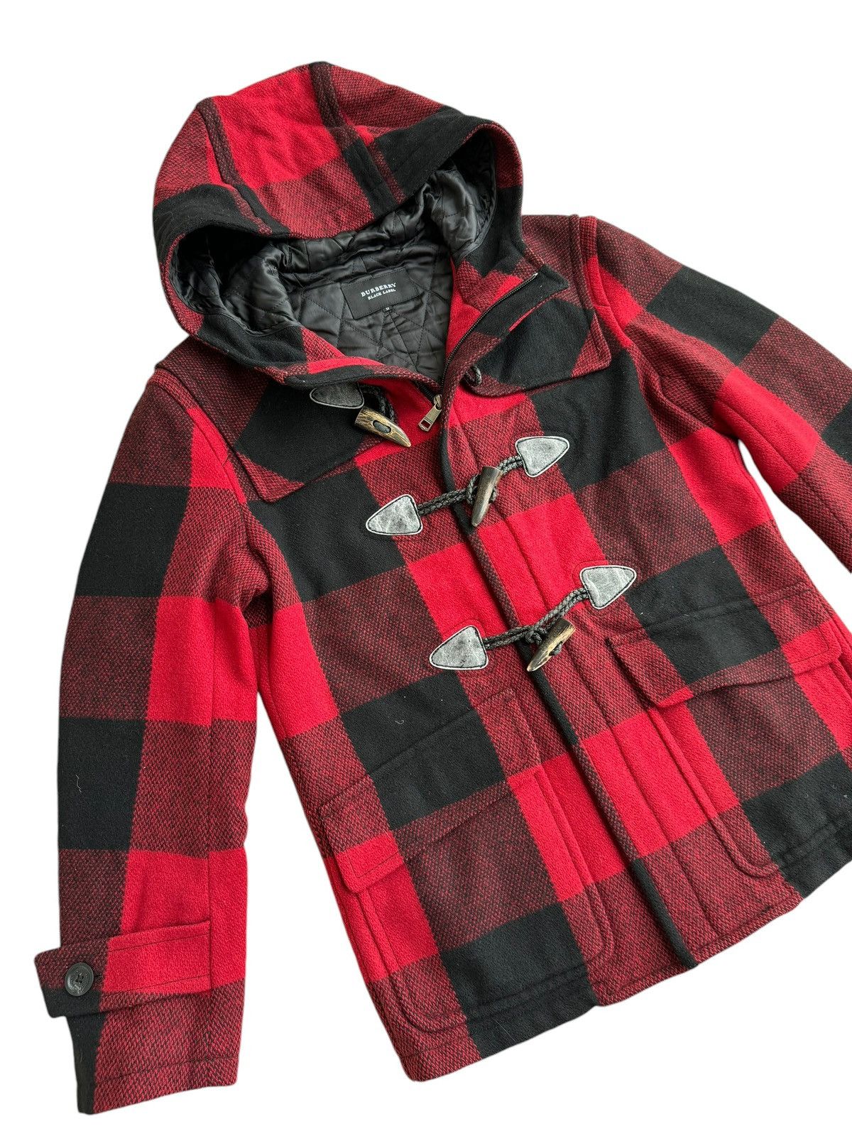 Burberry ⚡️⚡️Burberry Black Label Duffle Coat Red Plaid Jacket Size M / US 6-8 / IT 42-44 - 4 Thumbnail
