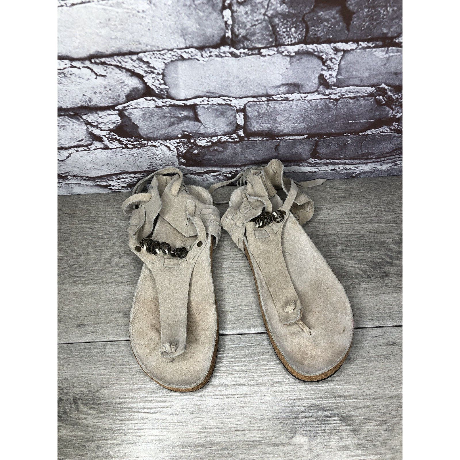 Free People Free People Grey Suede Leather Collins Thong Chain Strappy S Size US 6 / IT 36 - 17 Thumbnail