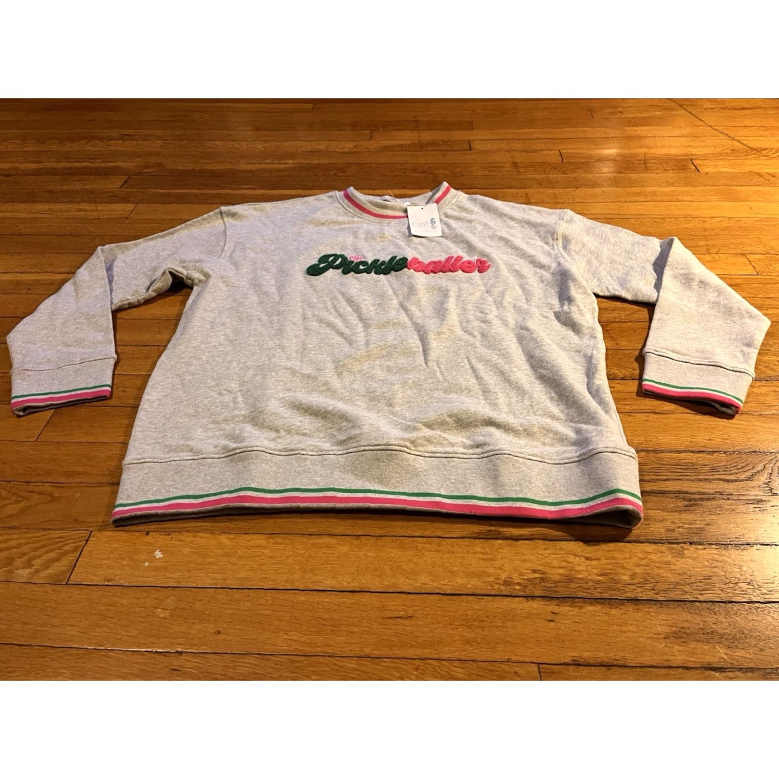 Vintage Shiraleah Pickleballer Sweatshirt Women's XL Gray Graphic Print Pullover Regular Fit Activewear Sports - Run & Jog - 100% Cotton Size XL / US 12-14 / IT 48-50 - 2 Thumbnail