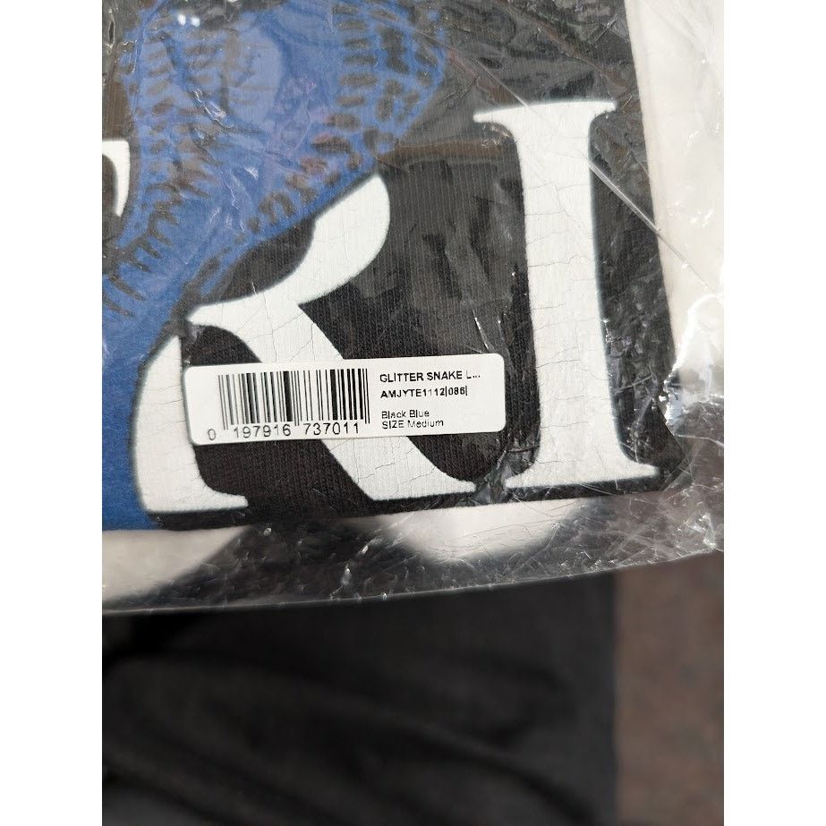 Amiri o1rshd1 Q:5 / Glitter Snake Short Sleeve T-Shirt Black/Blue Size US M / EU 48-50 / 2 - 13 Thumbnail