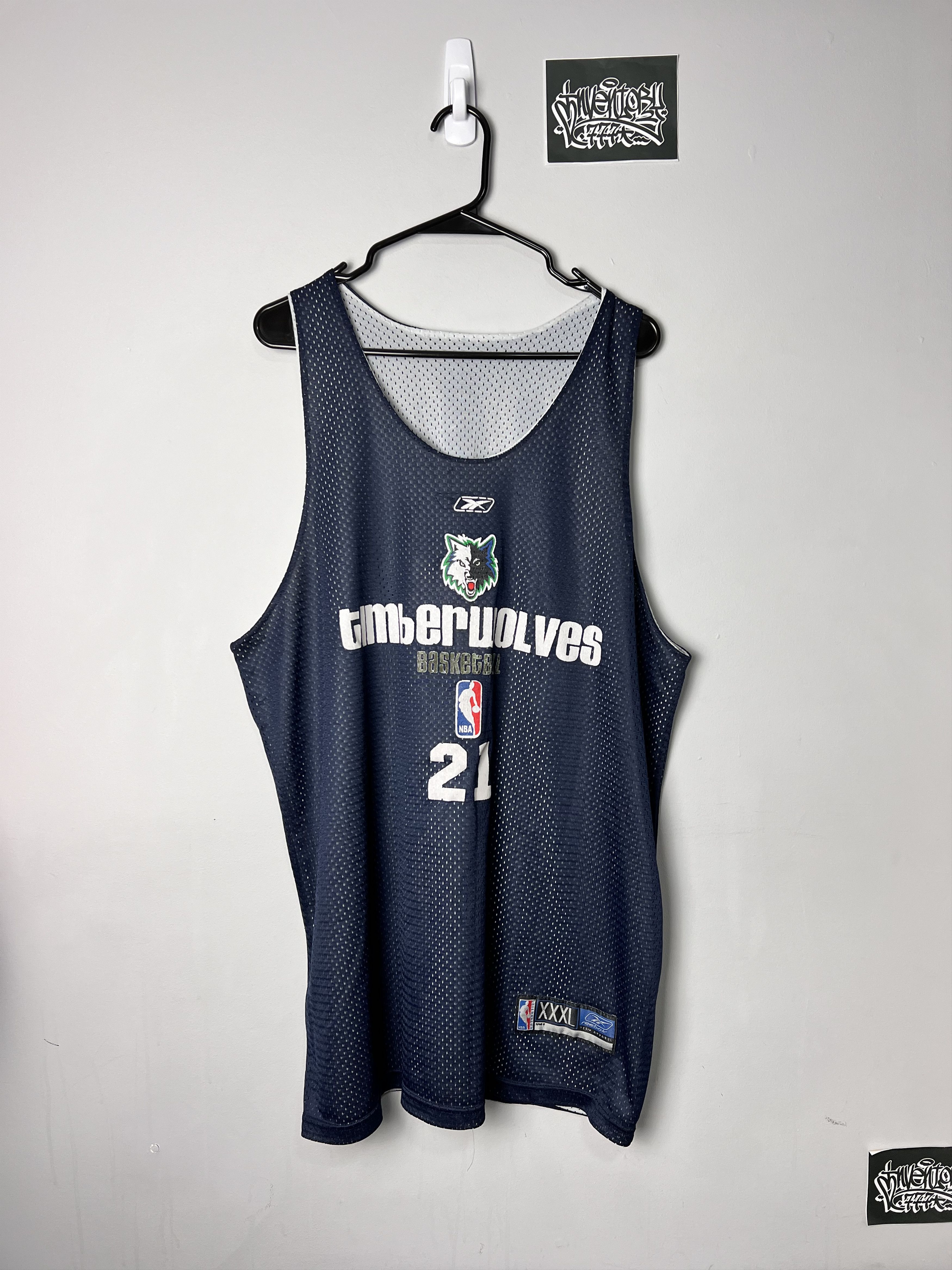 image of NBA x Reebok Timberwolves Reebok Reversible 2000S Jersey in Blue/White, Men's (Size 2XL)