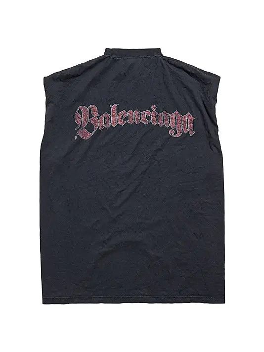 Balenciaga os11x0326 Spiral Crest Sleeveless T-Shirt in Black Size US XL / EU 56 / 4 - 2 Thumbnail