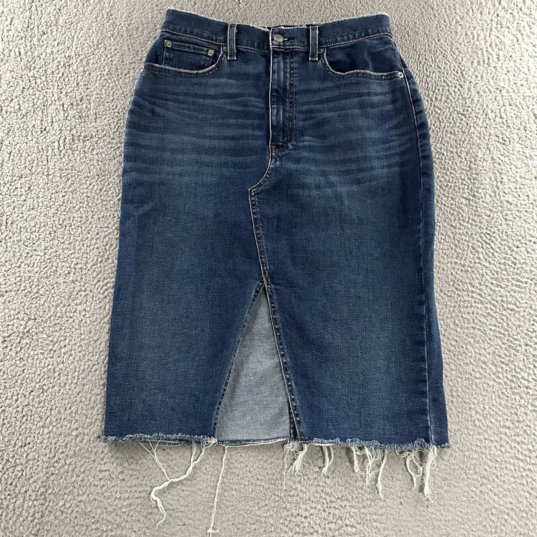Abercrombie & Fitch Abercrombie & Fitch Womens Skirt Denim Blue 10 Knee Length Cotton Spandex Stretch Pencil Straight Vintage? Size 32" / US 10 / IT 46 - 2 Thumbnail