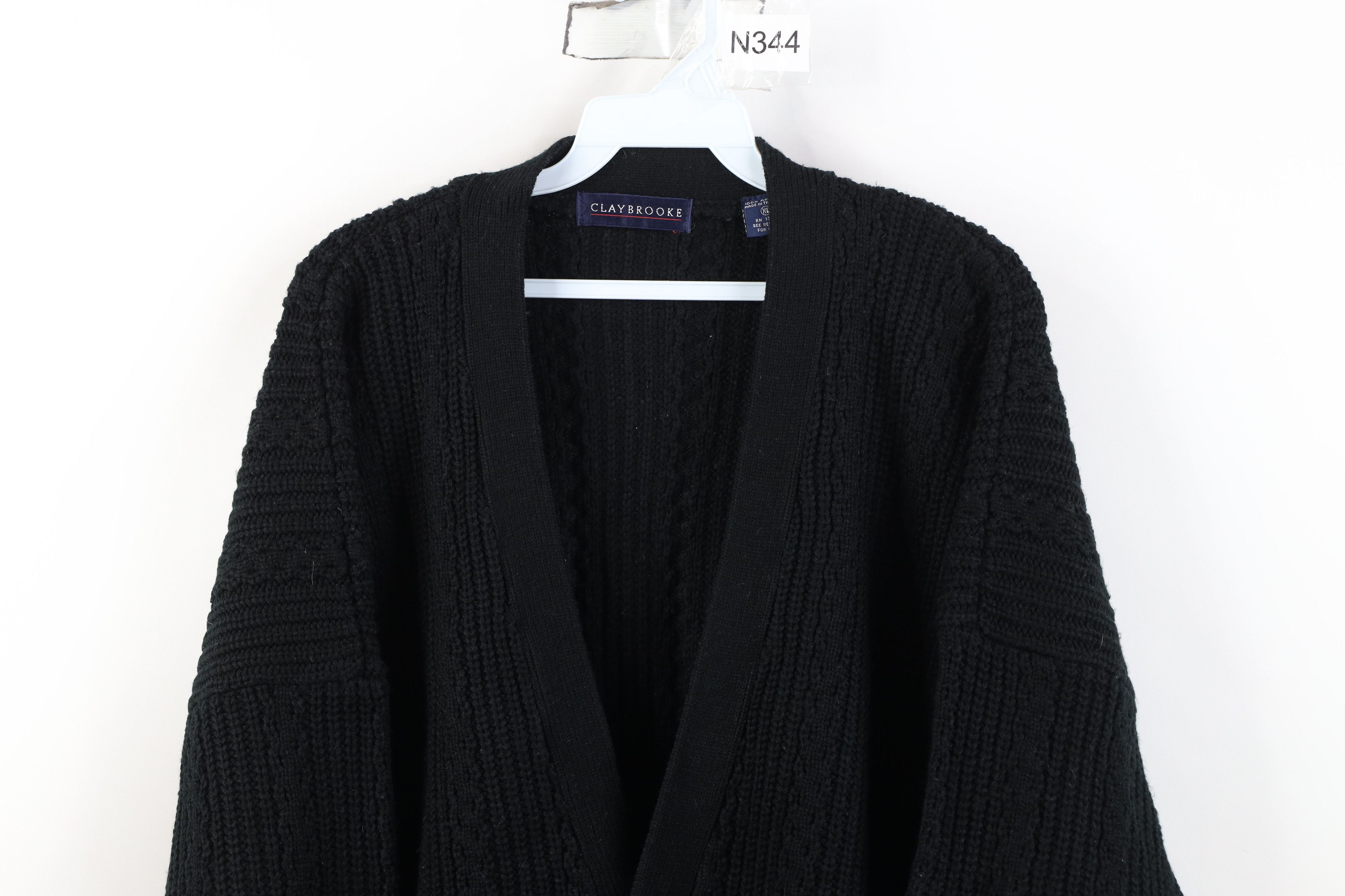 Vintage Vintage 90s Streetwear Ribbed Knit Cardigan Sweater Black Size US XL / EU 56 / 4 - 2 Thumbnail