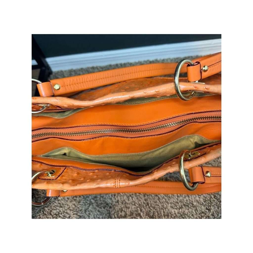 Vintage Antonio Melani Blair Faux Ostrich Leather Orange Shoulder Size ONE SIZE - 5 Thumbnail
