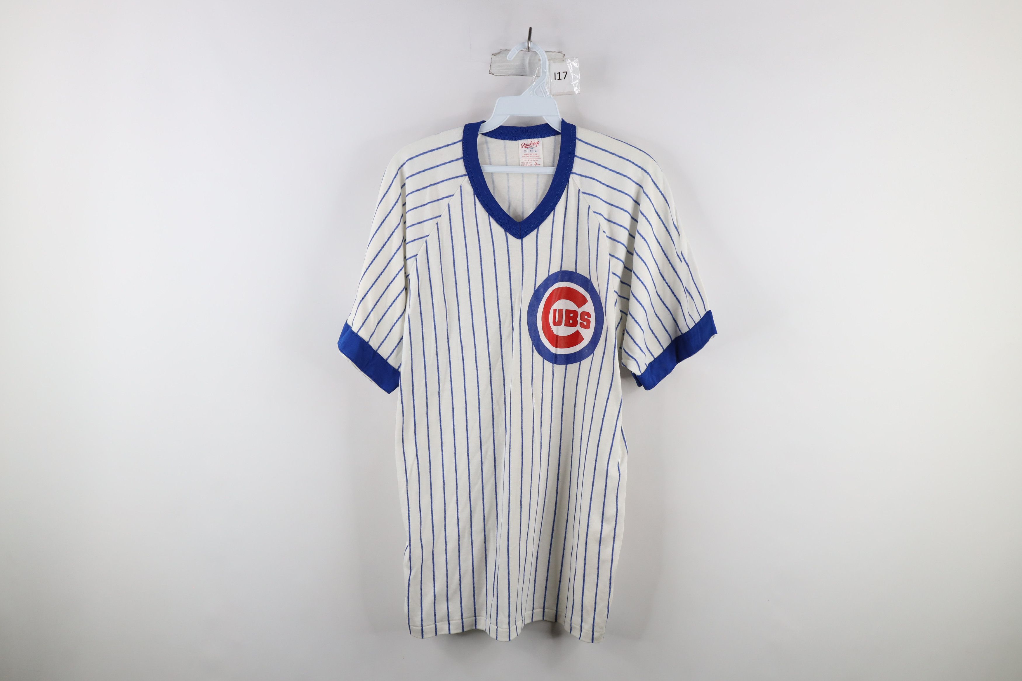 Vintage 80s Rawlings Pinstriped Chicago Cubs Baseball Jersey