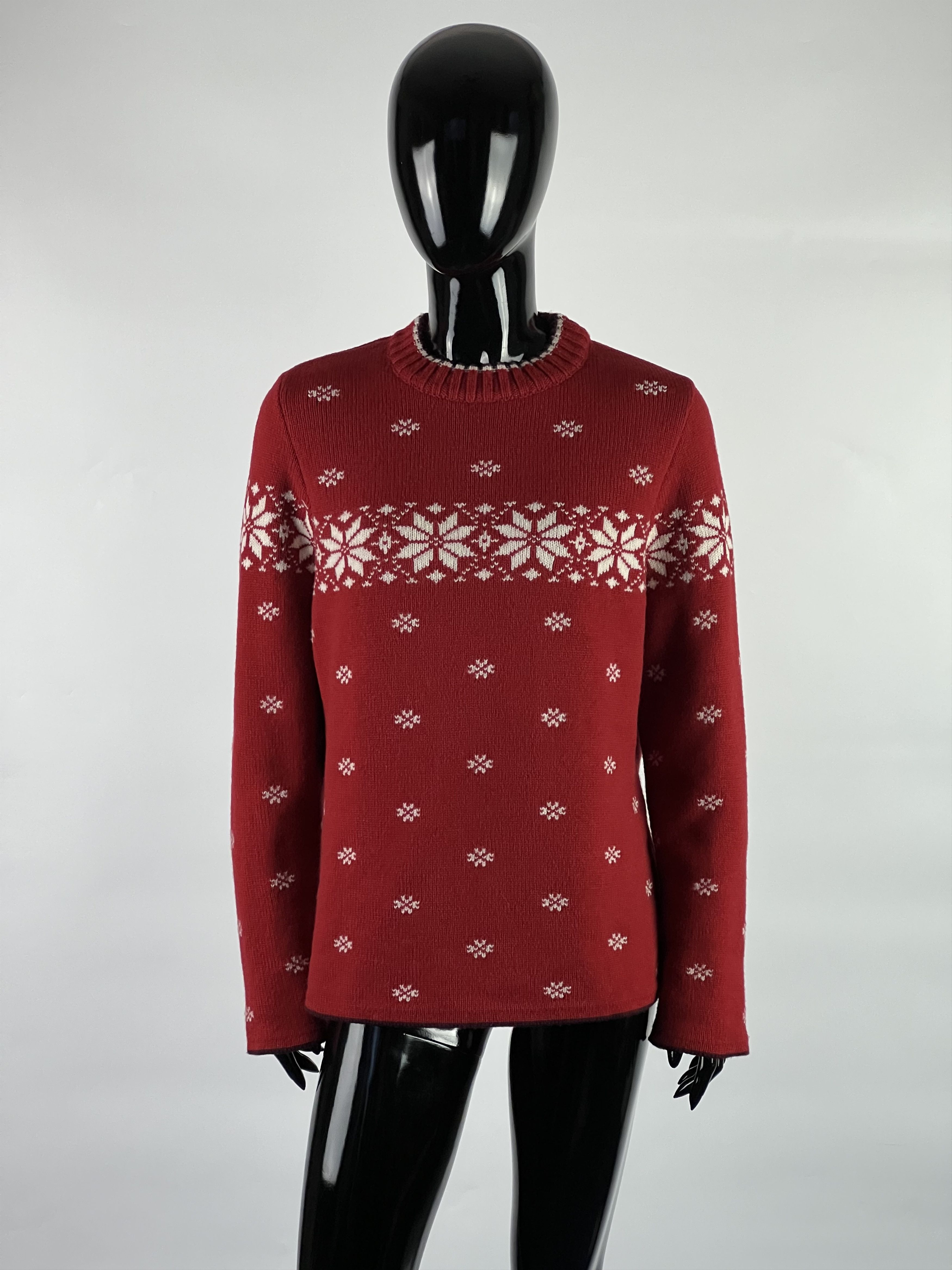 Gössl Women's Red White 100% Wool Sweater Size 38