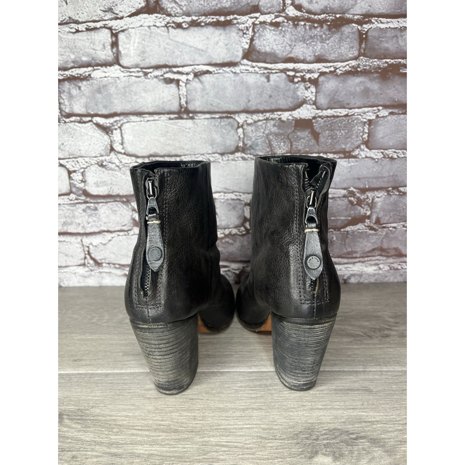 Rag & Bone Rag Bone Newbury Black Leather Stacked Heel Ankle Booties Wo Size US 8 / IT 38 - 4 Thumbnail