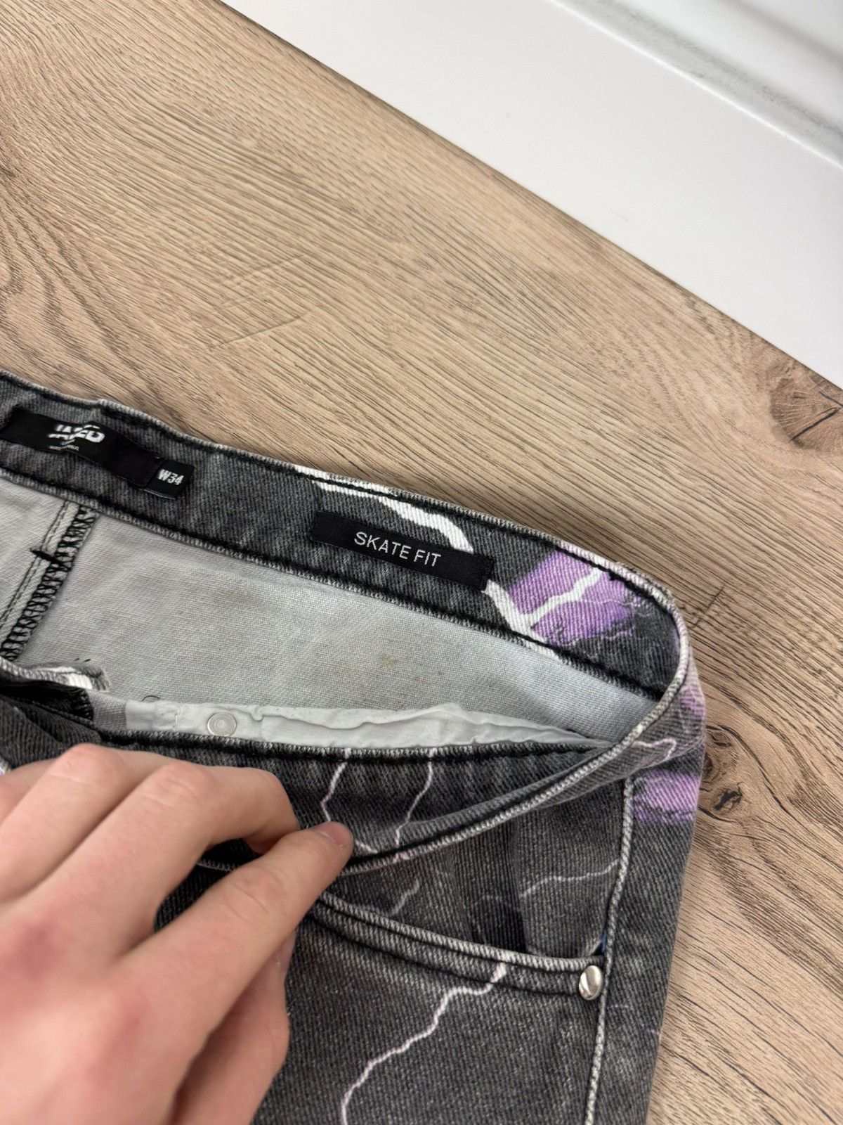 Hypebeast Jaded London Jeans Purple Lightning Skate Baggy Y2K Hype Al Size US 34 / EU 50 - 6 Thumbnail