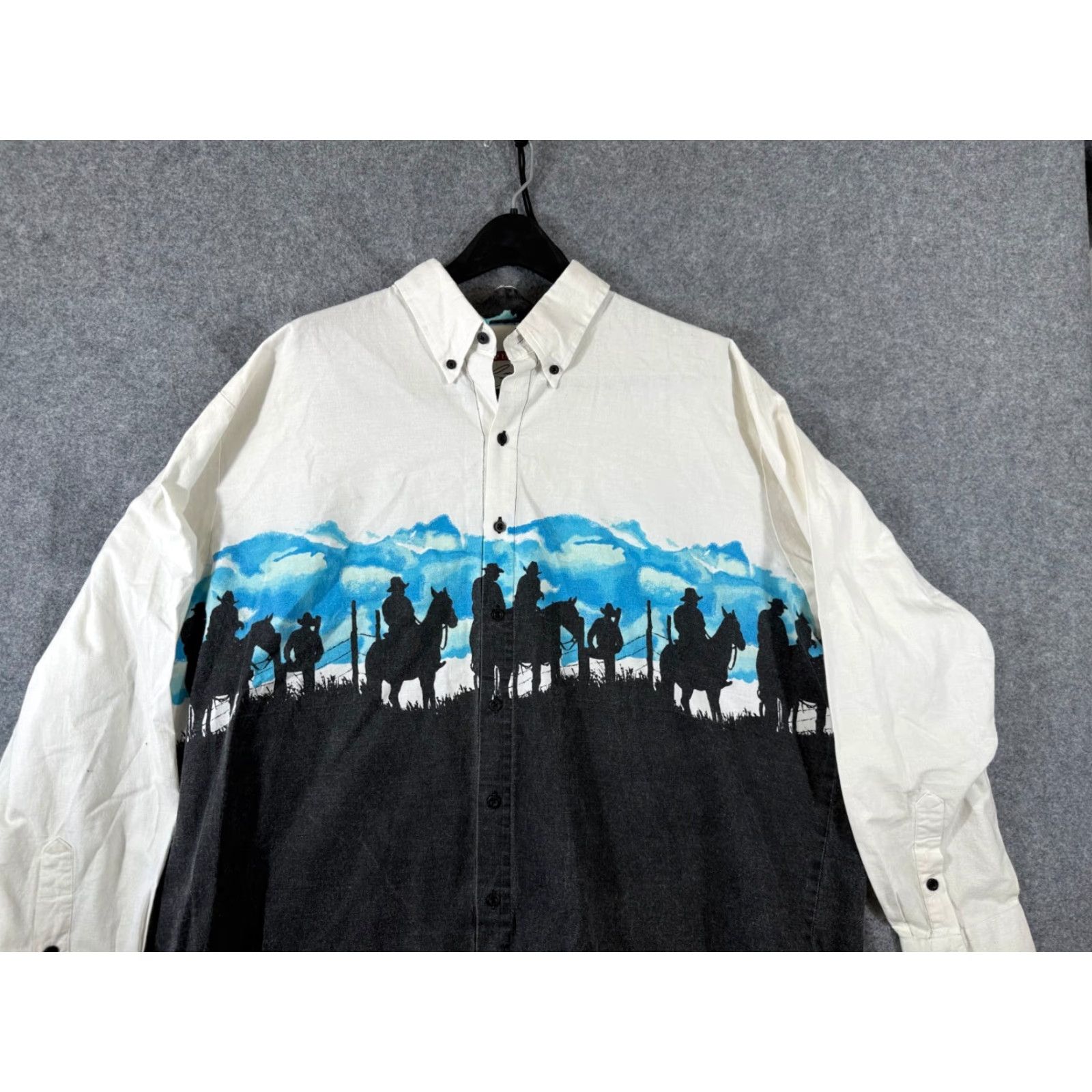 Free Country VINTAGE Pure Country Western Shirt Mens 2XL White Black Cowboy Button-Down Long Sleeve VTG Mens Size US XXL / EU 58 / 5 - 2 Thumbnail