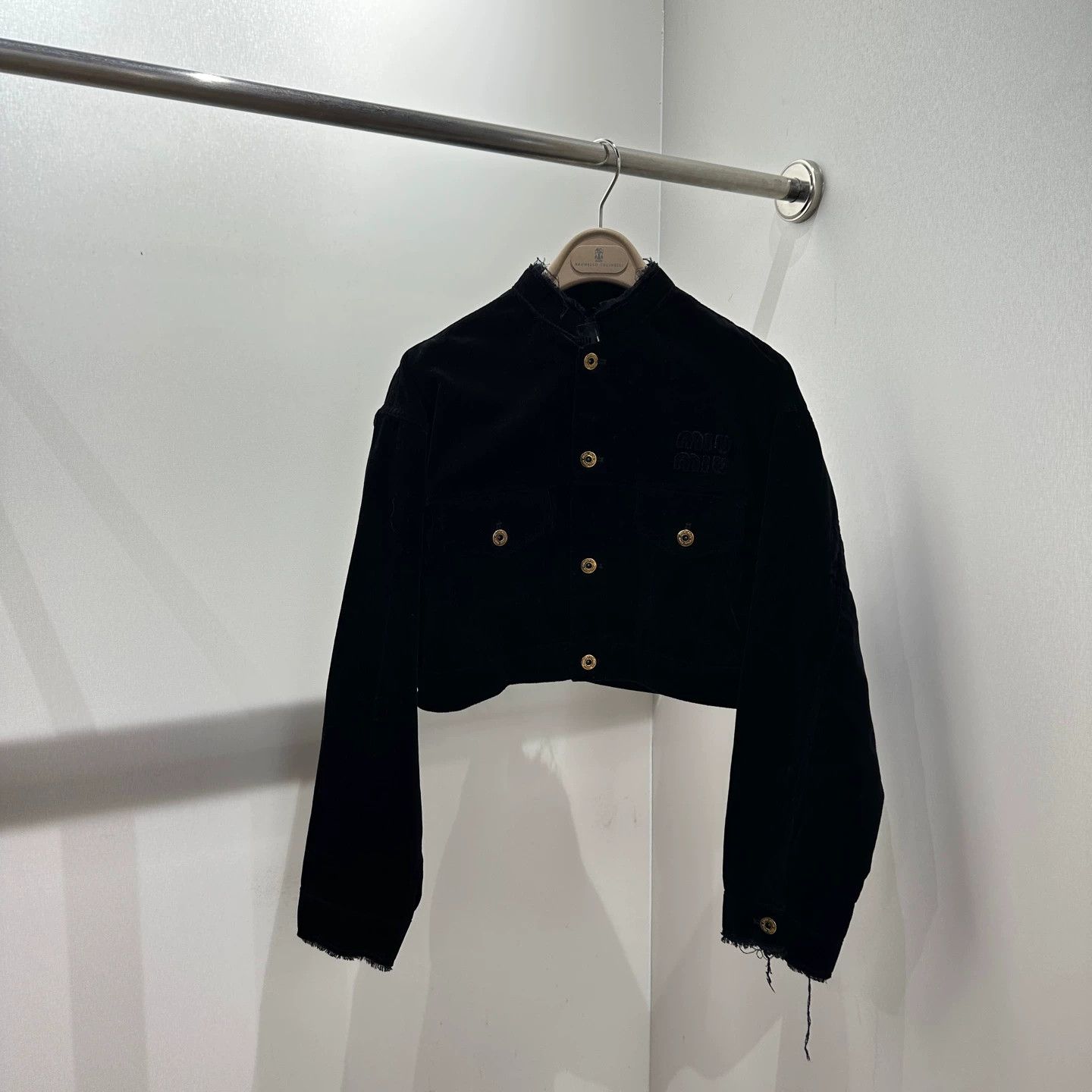 Miu Miu MIU MIU 24SS velvet logo short jacket Size S / US 4 / IT 40 - 1 Thumbnail