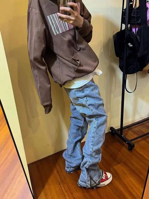Japanese Brand Street wash hip-hop micro-flare side zip jeans Size US 30 / EU 46 - 4 Thumbnail
