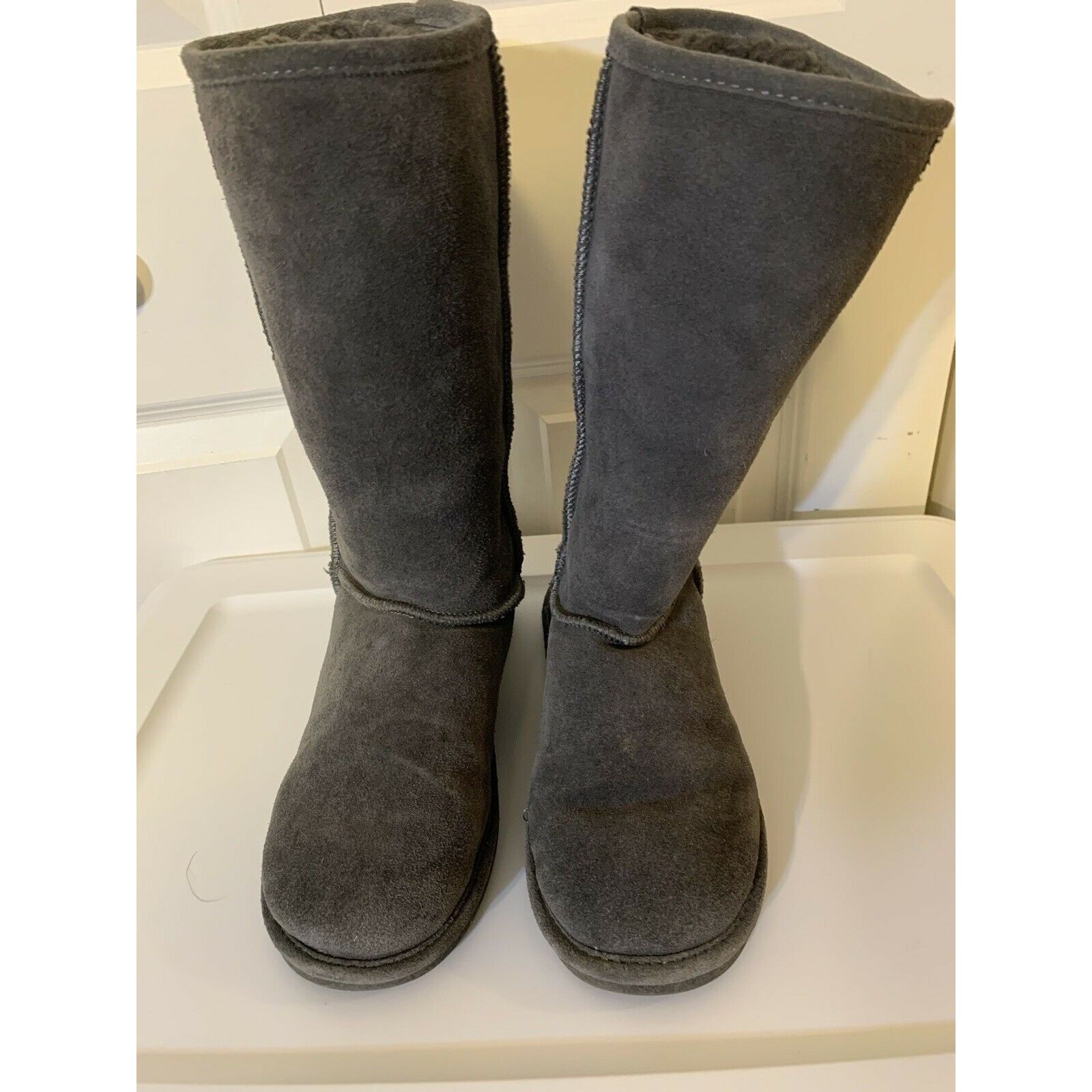 Other Bjorndal Zoe Mid Calf Boots Gray Leather Sheepskin Lined Pul Size US 8 / IT 38 - 2 Thumbnail