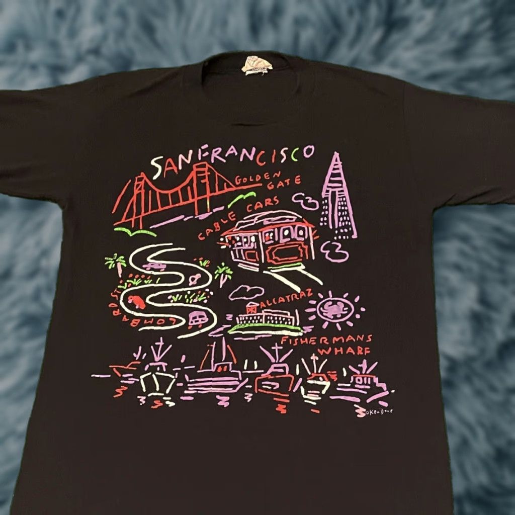 Vintage VINTAGE San Francisco Art Tee 90s Alcatraz Shirt Mens M Black T-Shirt Size US M / EU 48-50 / 2 - 1 Thumbnail