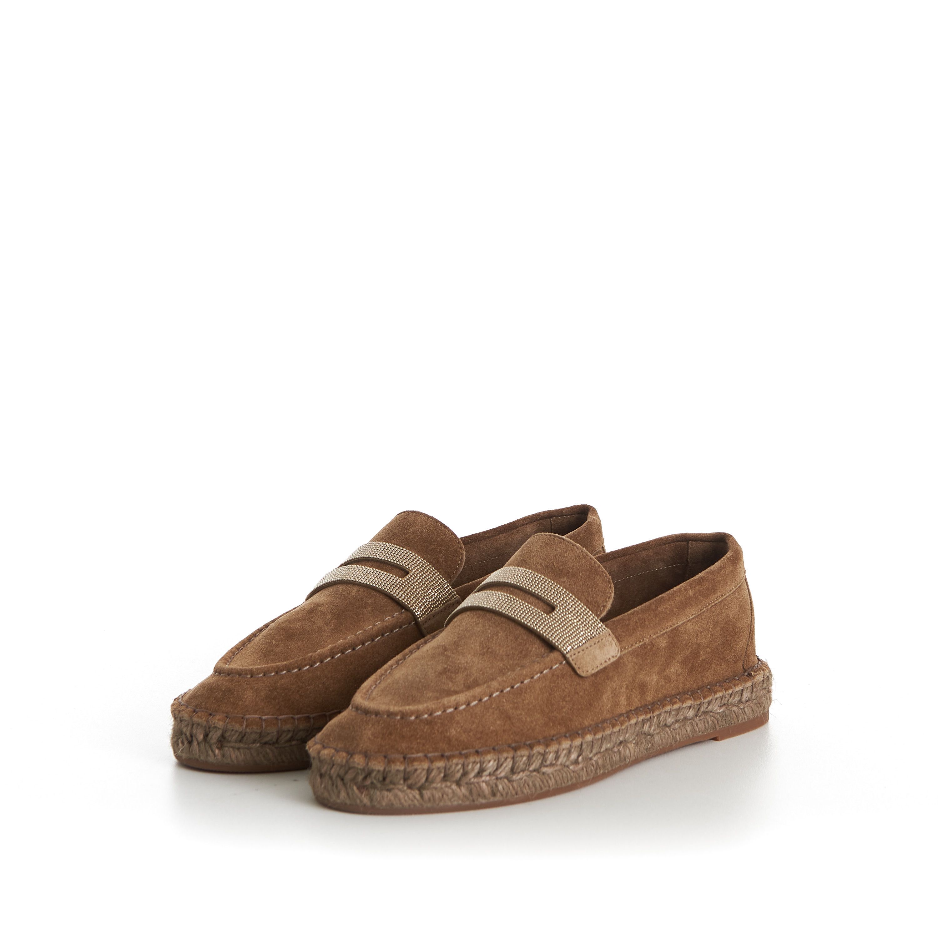 Brunello Cucinelli Suede Brown Espadrilles - Monili Chain Embroidery Size US 9 / IT 39 - 4 Thumbnail