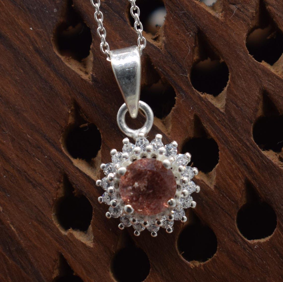 Handmade Natural Sunstone 925 Sterling Silver Pendant with Chain Size ONE SIZE - 6 Thumbnail