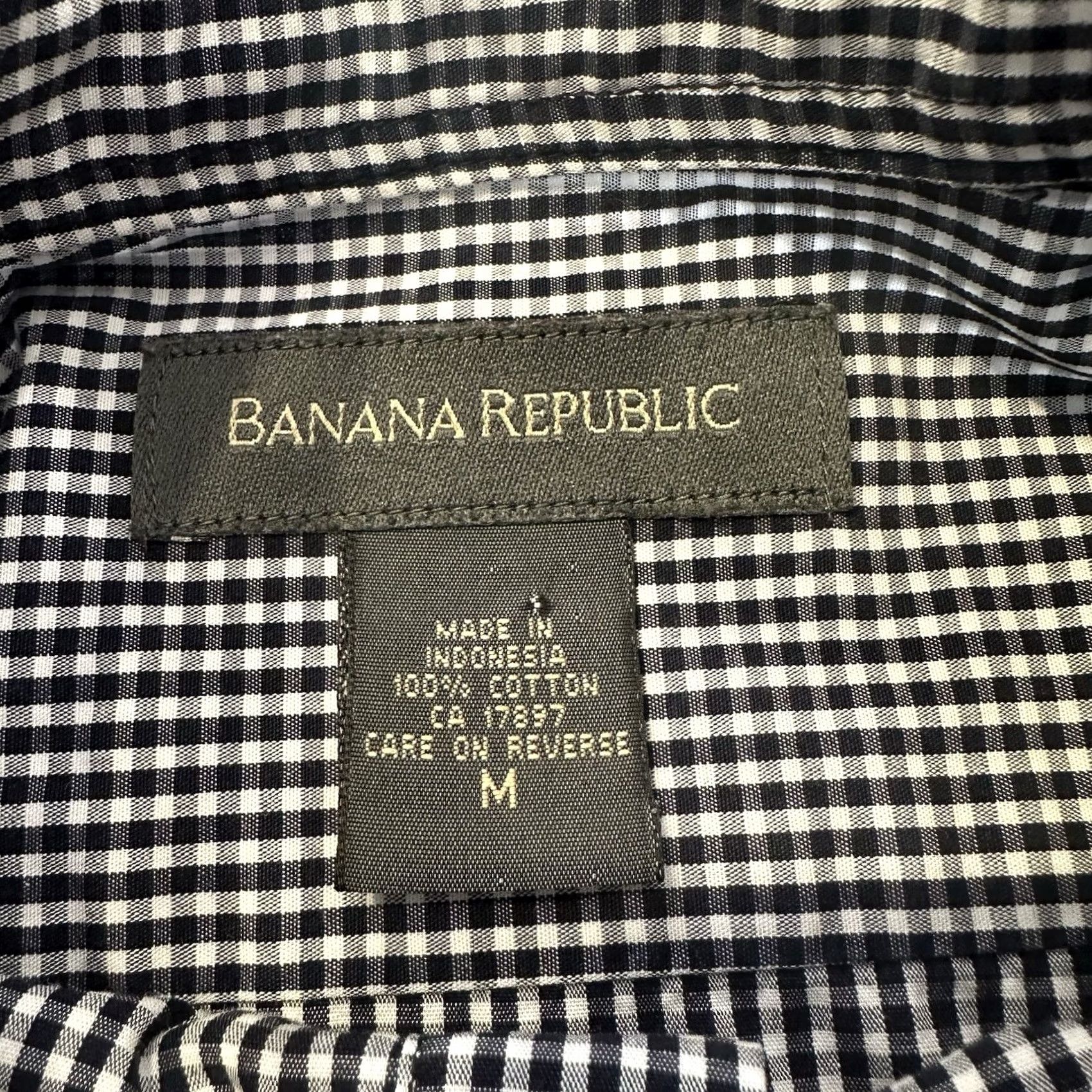 Banana Republic Banana Republic Shirt Mens M Gingham Navy Blue Long Sleeve Button Down - Casual Size US M / EU 48-50 / 2 - 5 Thumbnail