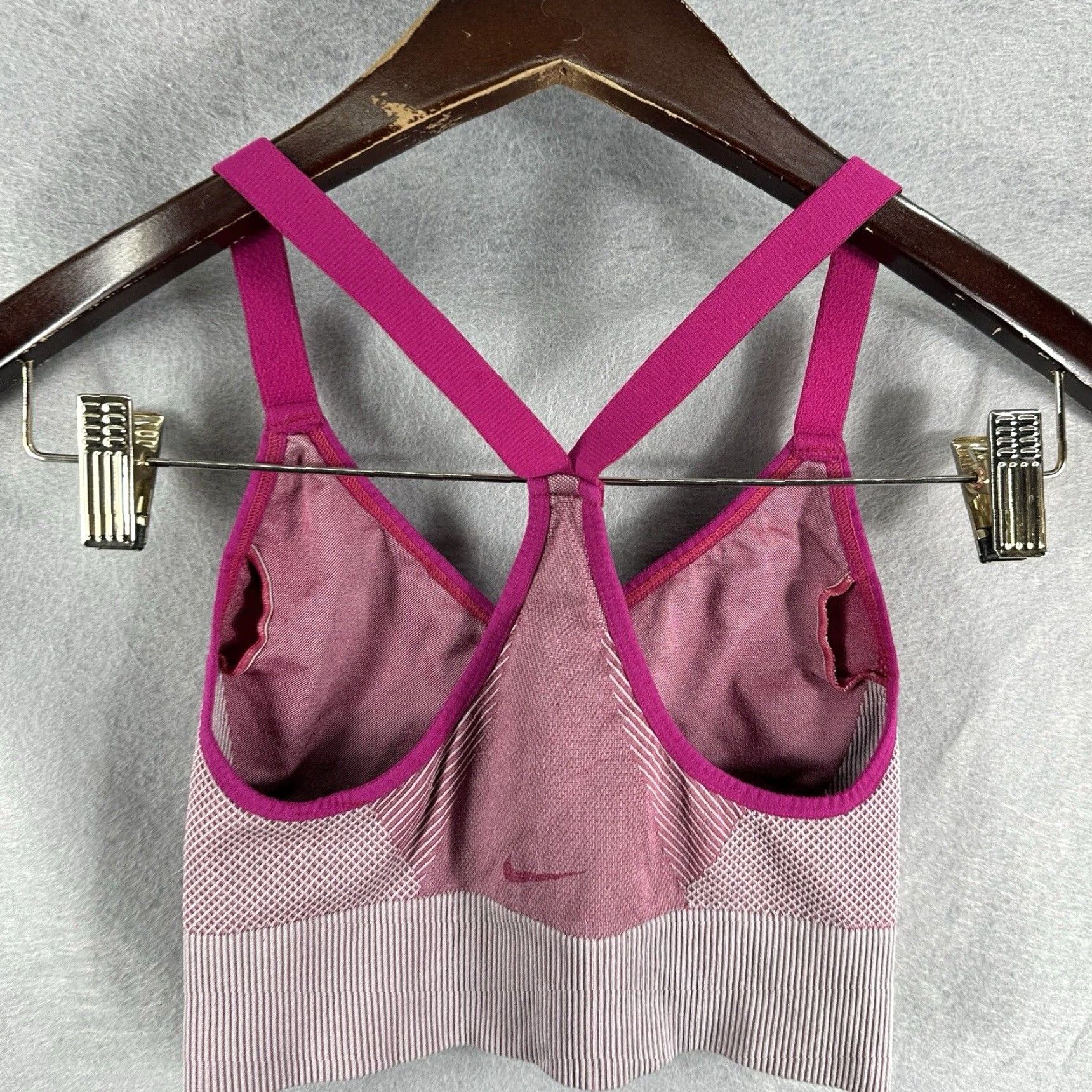 Nike Nike Sports Bra Womens Small Pink Gray Dri-FIT Low-Impact Padded Indy Racerback One Size Bleed of Color? Size ONE SIZE - 6 Thumbnail