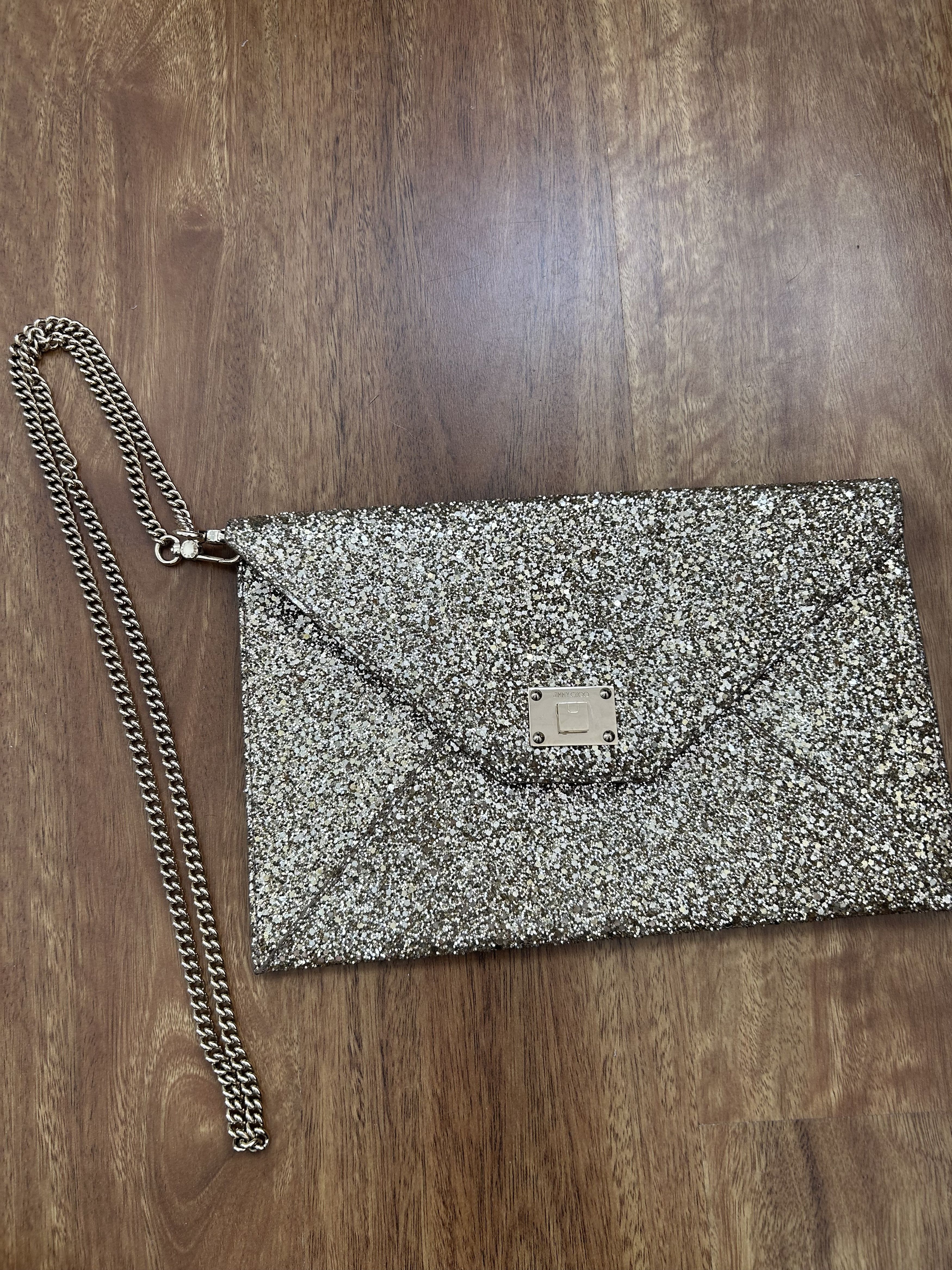 Jimmy Choo Jimmy school envelope clutch gold glitter Size ONE SIZE - 2 Thumbnail
