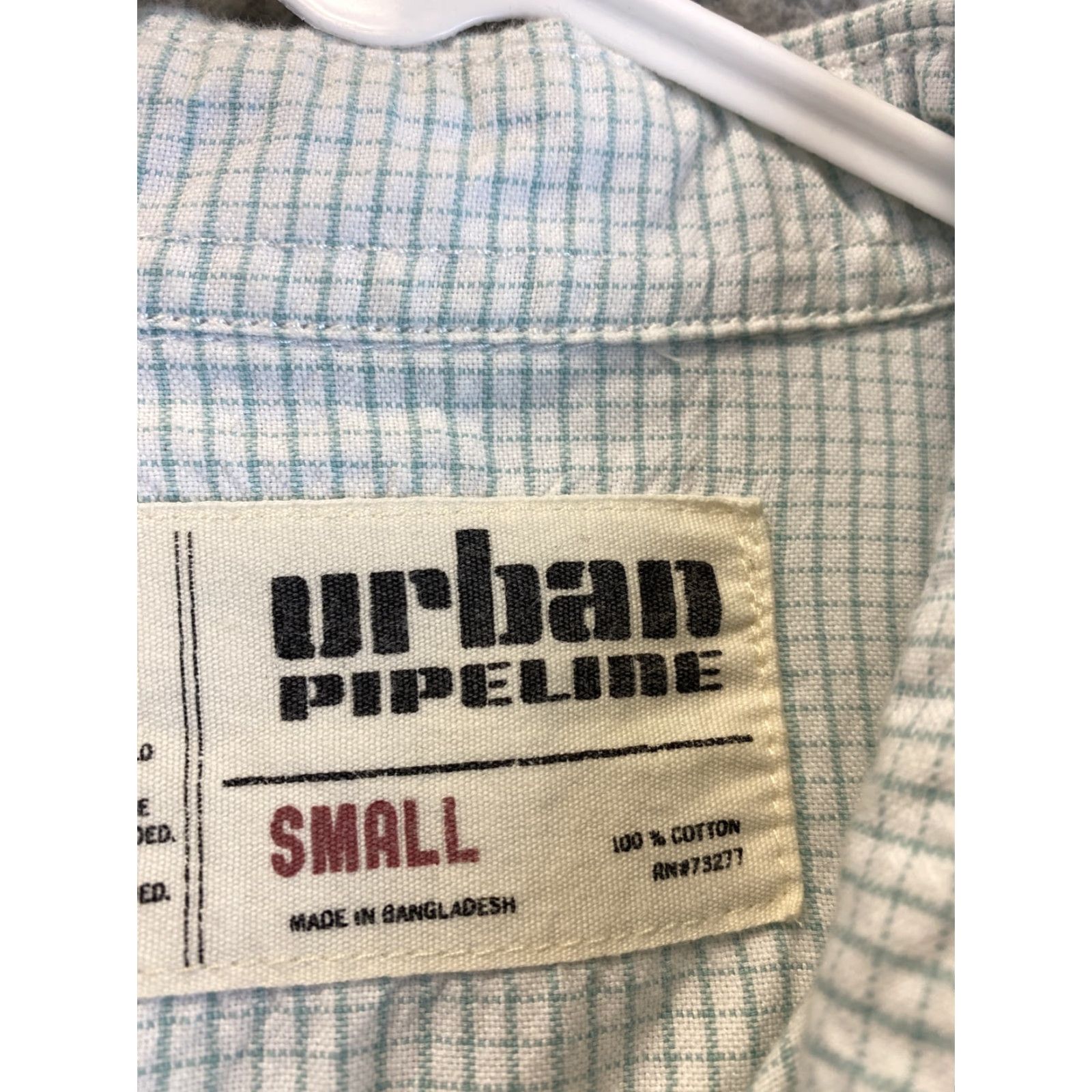 Vintage Urban Pipeline Shirt Men's Mint Green Check Button-Down Slim Fit Size S Mens Size US S / EU 44-46 / 1 - 6 Thumbnail