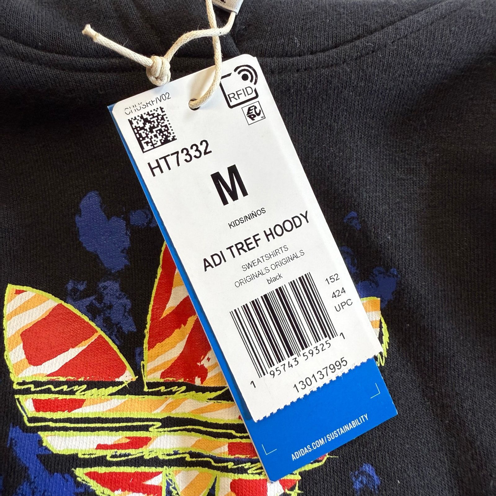 Adidas Adidas Trefoil Hoodie Black/Multicolor Size Medium Youth Size US M / EU 48-50 / 2 - 10 Thumbnail