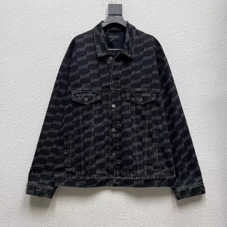 Balenciaga Printed Lock Head Denim Jacket Size/S