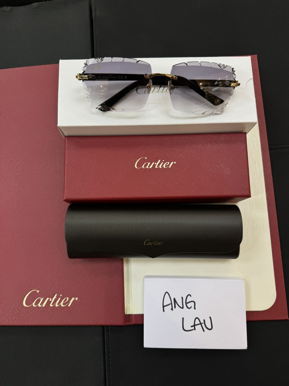 Cartier Cartier Black Composite with Custom Diamond Cut Lenses Size ONE SIZE - 1 Thumbnail
