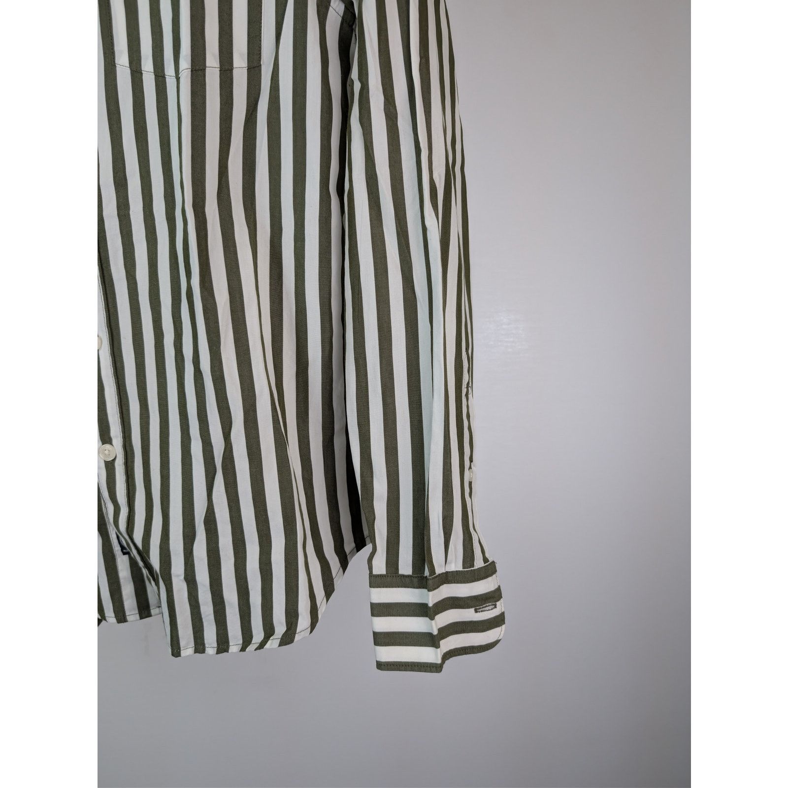 Todd Snyder o1rshd1 CC20 Striped Cotton Long-Sleeved Shirt Olive Green Size US S / EU 44-46 / 1 - 4 Thumbnail