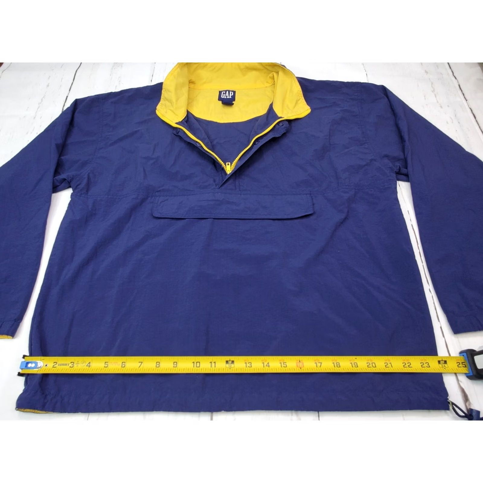 Gap VINTAGE Gap Hooded Windbreaker Anorak Pullover 1/2 Zip Mens M Blue Yellow Jacket Size US M / EU 48-50 / 2 - 5 Thumbnail