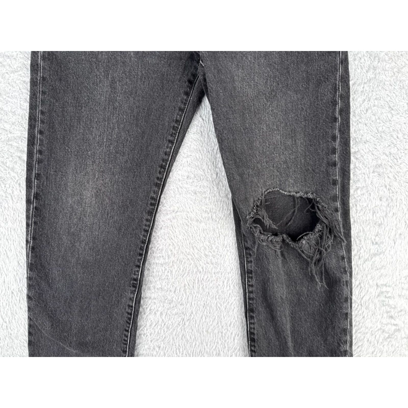 Levi's Levis Premium Jeans Womens 27x25 27 Black Denim Big E Wedgie Straight Distressed Size 27" / US 4 / IT 40 - 3 Thumbnail