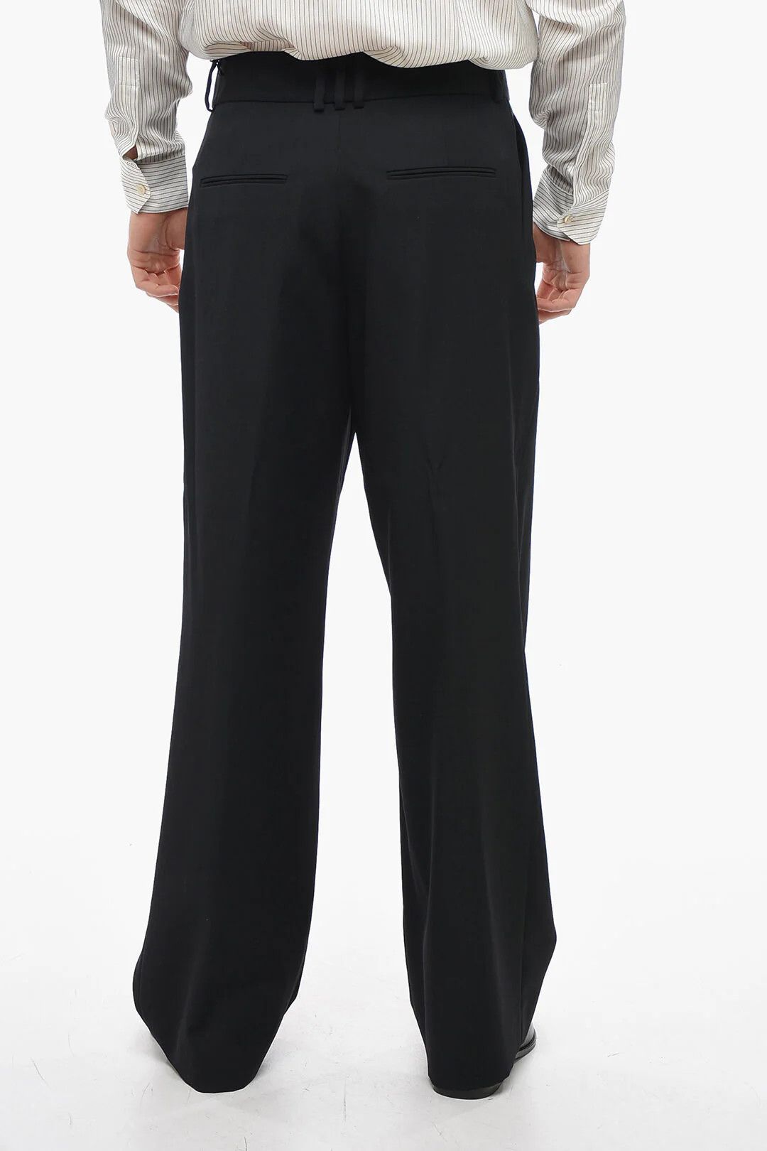 Balmain og1mm0326 Wool Wide-Leg Pant in Black Size US 34 / EU 50 - 2 Thumbnail