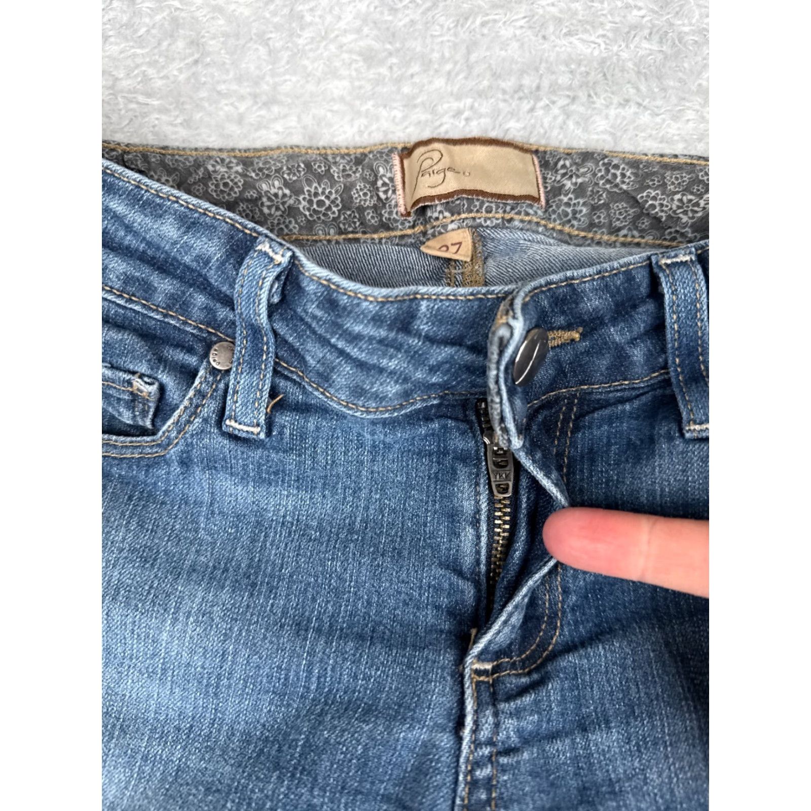 Anthropologie VINTAGE Anthropologie Paige Bootcut Jeans Women 27 Blue Denim Slim Fit 29x29 Size 27" / US 4 / IT 40 - 5 Thumbnail