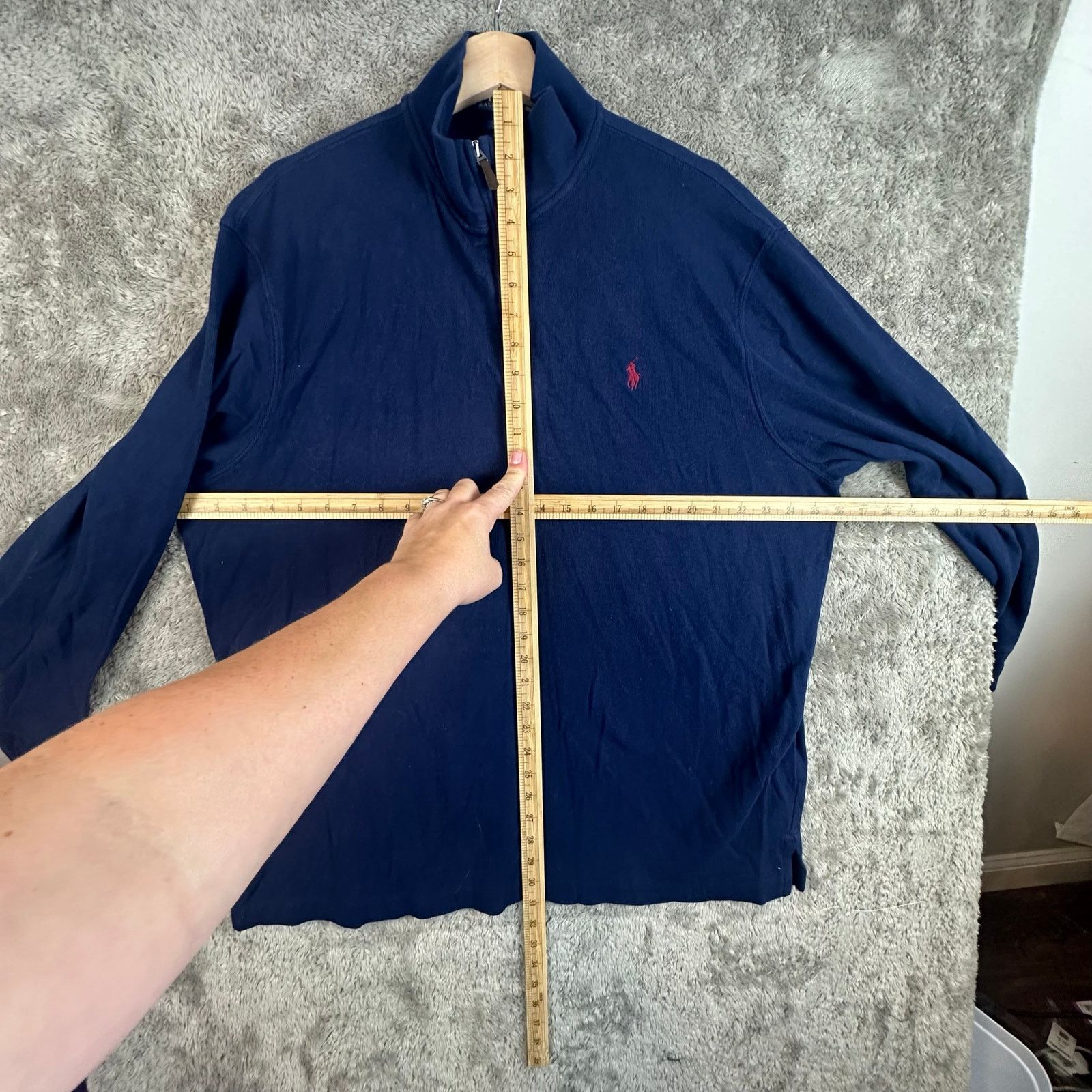 Polo Ralph Lauren Polo Ralph Lauren Estate Rib 1/4 Zip Pullover Blue Red Horse Size US XL / EU 56 / 4 - 8 Thumbnail
