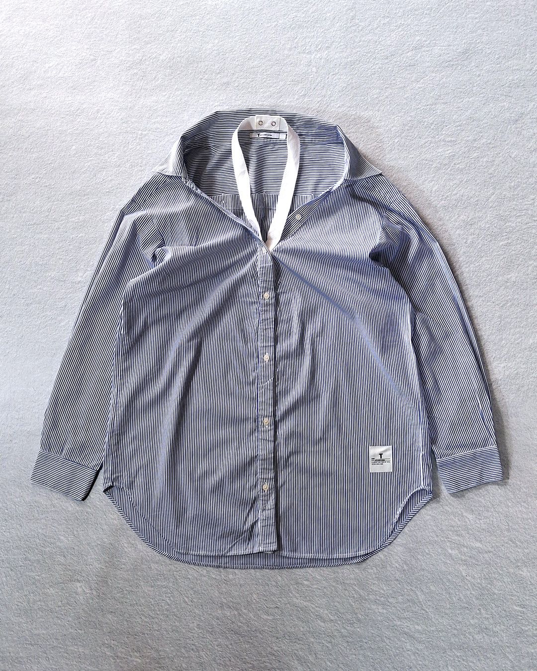 T BY ALEXANDER WANG HALTER STRIPED COTTON POPLIN SHIRT