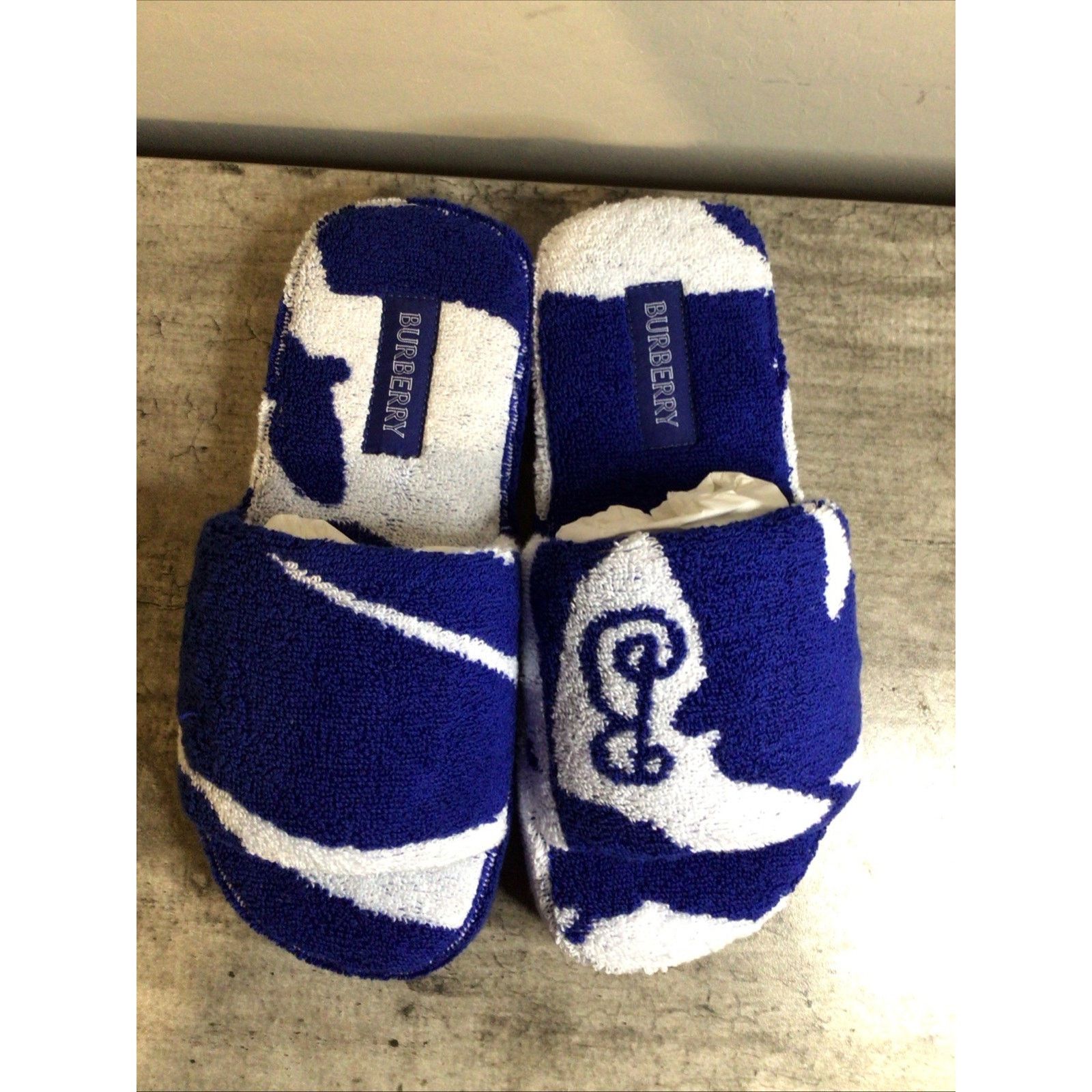 Burberry Burberry Snug Soft Cotton Slippers Blue/White Women’s Size 6 Size US 6 / IT 36 - 2 Thumbnail