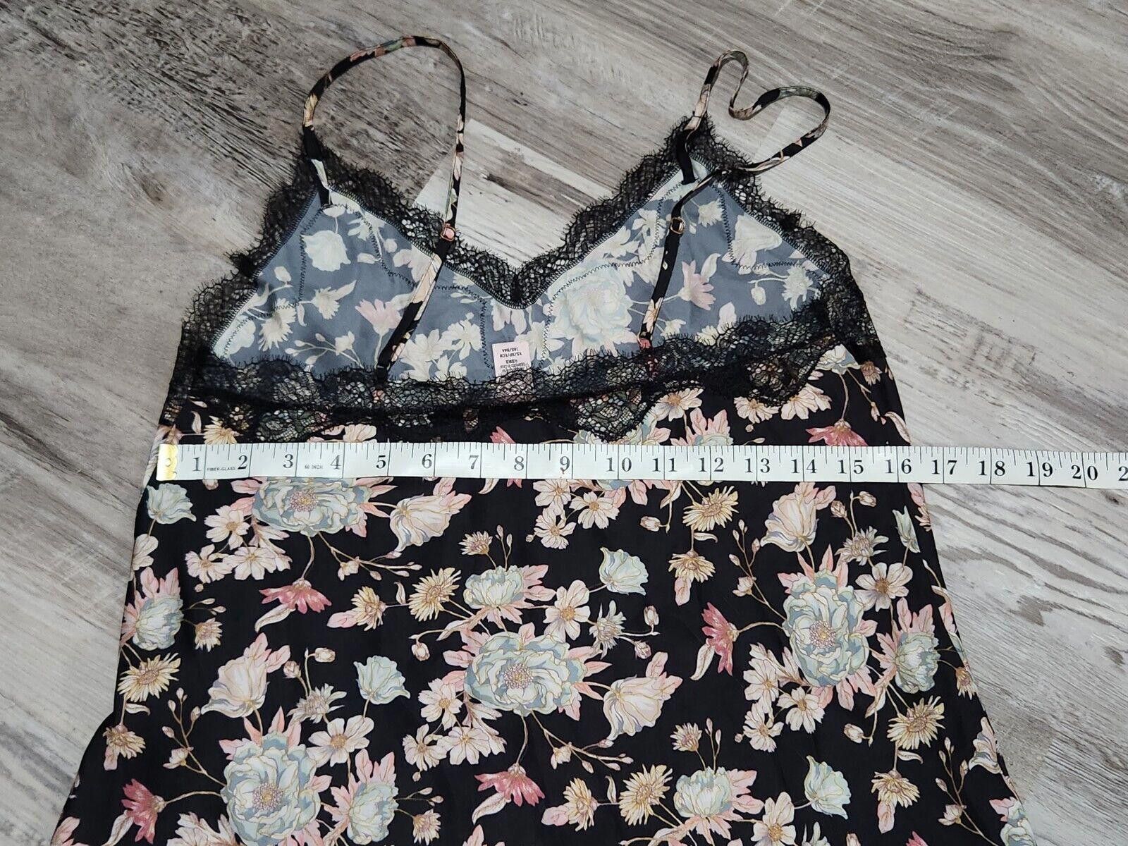 Designer Victoria Seceret Teddy Extra Small Black Floral Night Pajama Size ONE SIZE - 5 Thumbnail