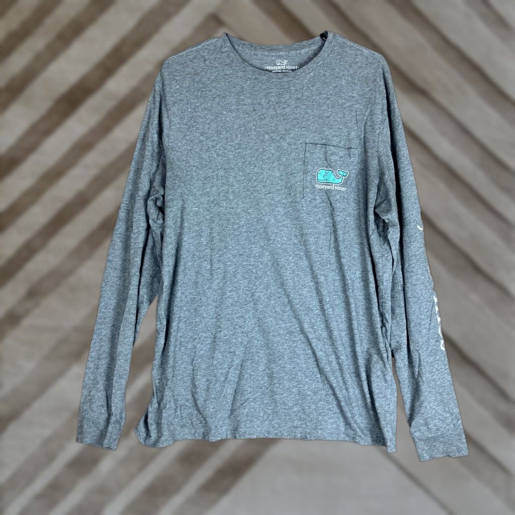 Vineyard Vines Vineyard Vines Mens Shirt Gray Lacrosse Whale Long Sleeve Crew 100% Cotton M Size US M / EU 48-50 / 2 - 1 Thumbnail