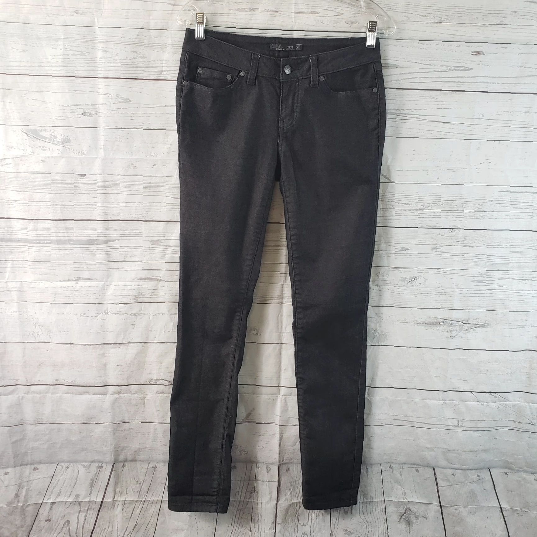 Prana Prana Womens Jeans Kayla Skinny Sz 2 Black Low Rise Organic Cotton Denim 31 Inseam Womens Size 26" / US 2 / IT 38 - 2 Thumbnail