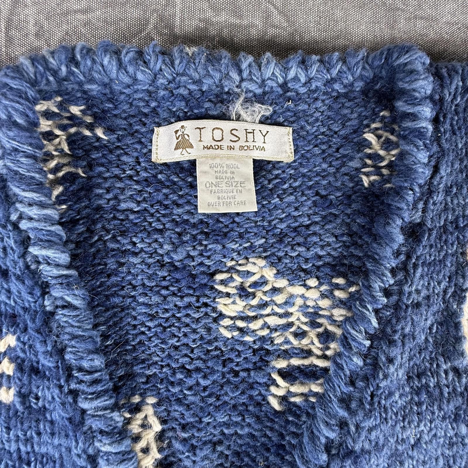 Fagassent Toshiki Aoki Toshy Vest Unisex Blue Made In Bolivia 100% Lambs Wool Size US M / EU 48-50 / 2 - 4 Thumbnail