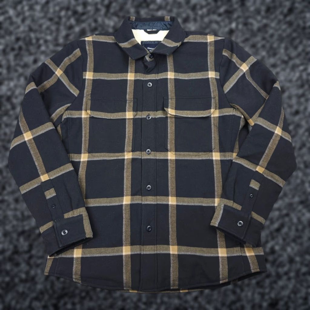 Abercrombie & Fitch Abercrombie & Fitch Sherpa Lined Relaxed Plaid Flannel Jacket Men Large Heavy Size US L / EU 52-54 / 3 - 1 Thumbnail