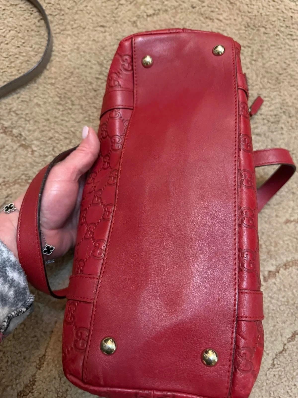 Gucci Gucci Red GG Canvas Abbey Tote Bag Excellent Original Size ONE SIZE - 7 Thumbnail