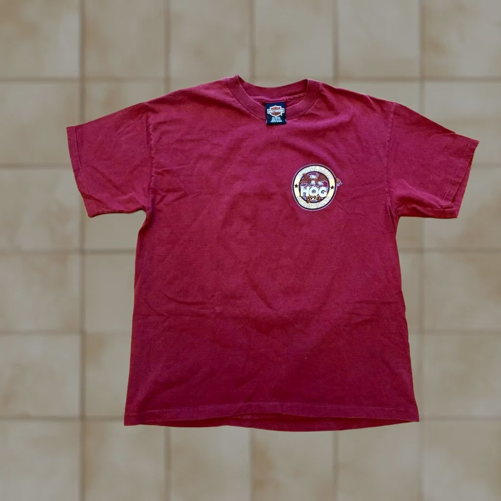 Harley Davidson VINTAGE Harley-Davidson T-Shirt Men L Red 1990s USA Made Double-Sided Crew Neck Short Sleeve Logo Size US L / EU 52-54 / 3 - 1 Thumbnail