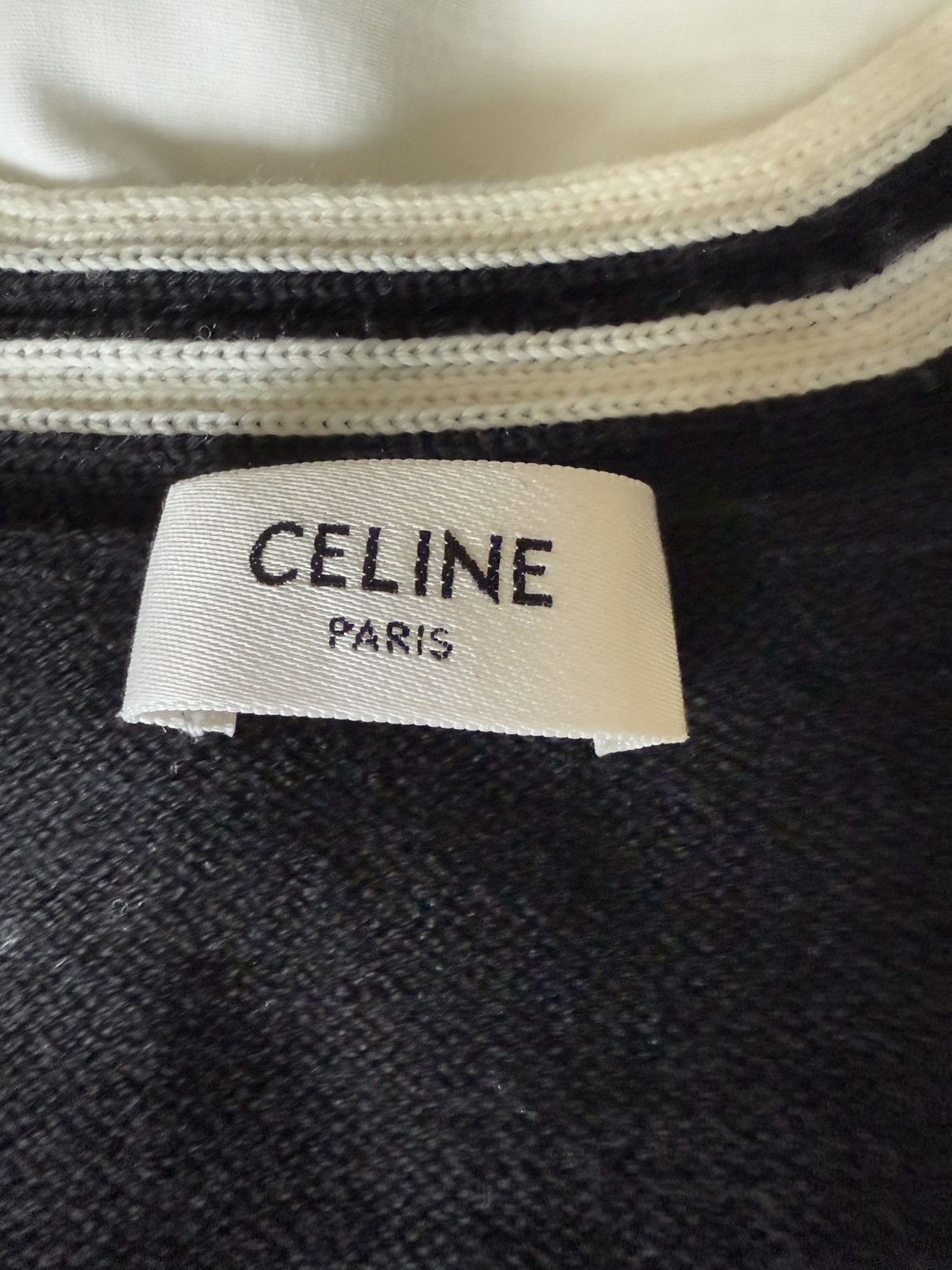 Rare Celine Triomphe logo cardigan black white M Hedi