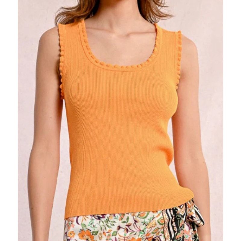 Other NEW Molly Bracken Ribbed Tank Top w/Ruffles in Orange Large Size L / US 10 / IT 46 - 1 Thumbnail